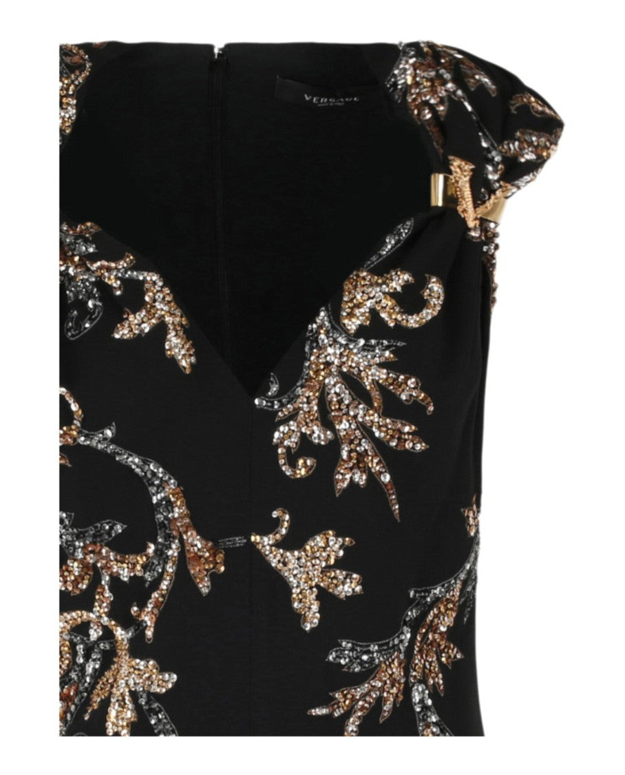Versace Acanthus Leaf Sequin & Crystal Embellished Minidress