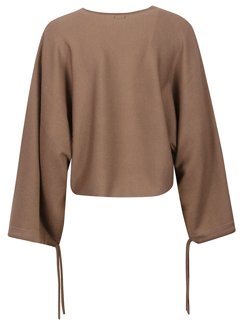 Max Mara Frais Cropped Brown Wool Sweater