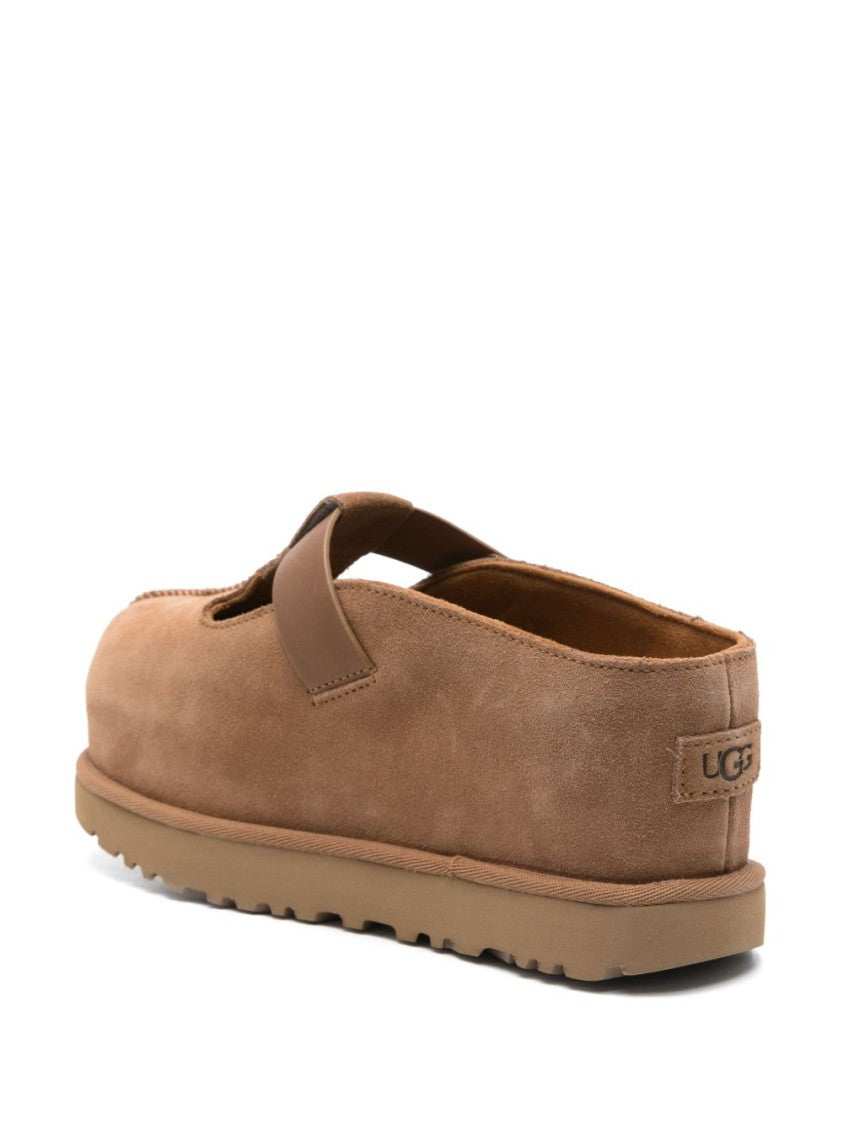 Ugg Suede Upper Flats With Leather Strap