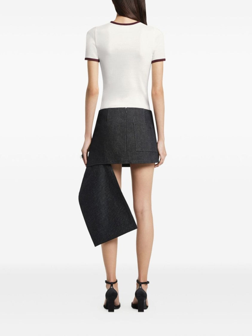 Courrèges White Cotton Crew-Neck Top With Red Trim