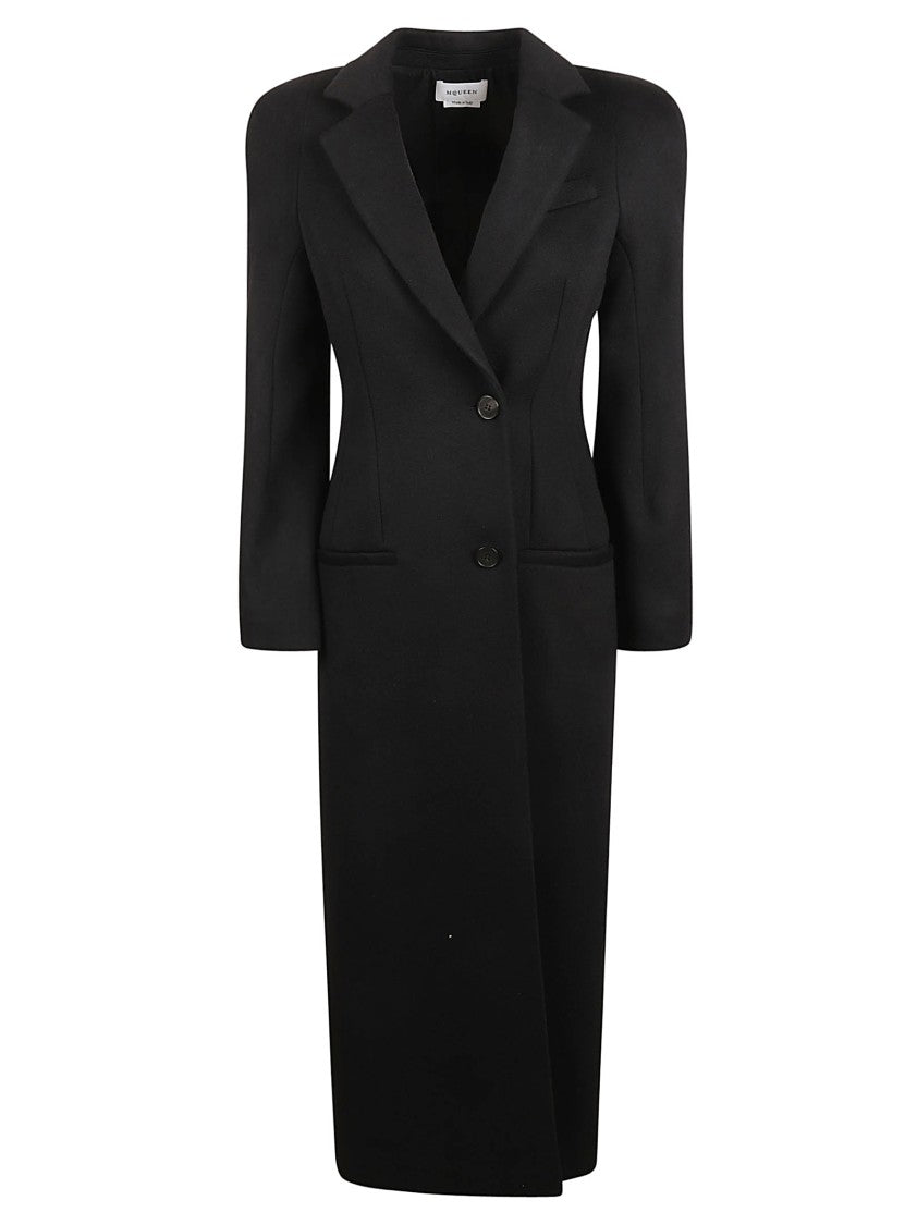 Alexander Mcqueen Tailored Long Black Coat