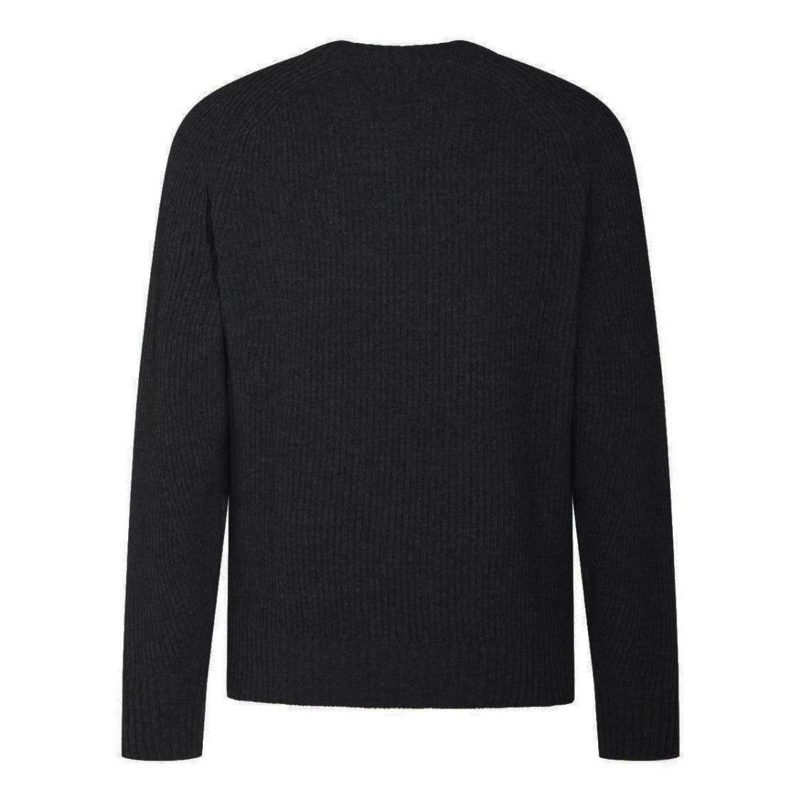 Altea Ribbed Black Virgin Wool Sweater With Classic Fit