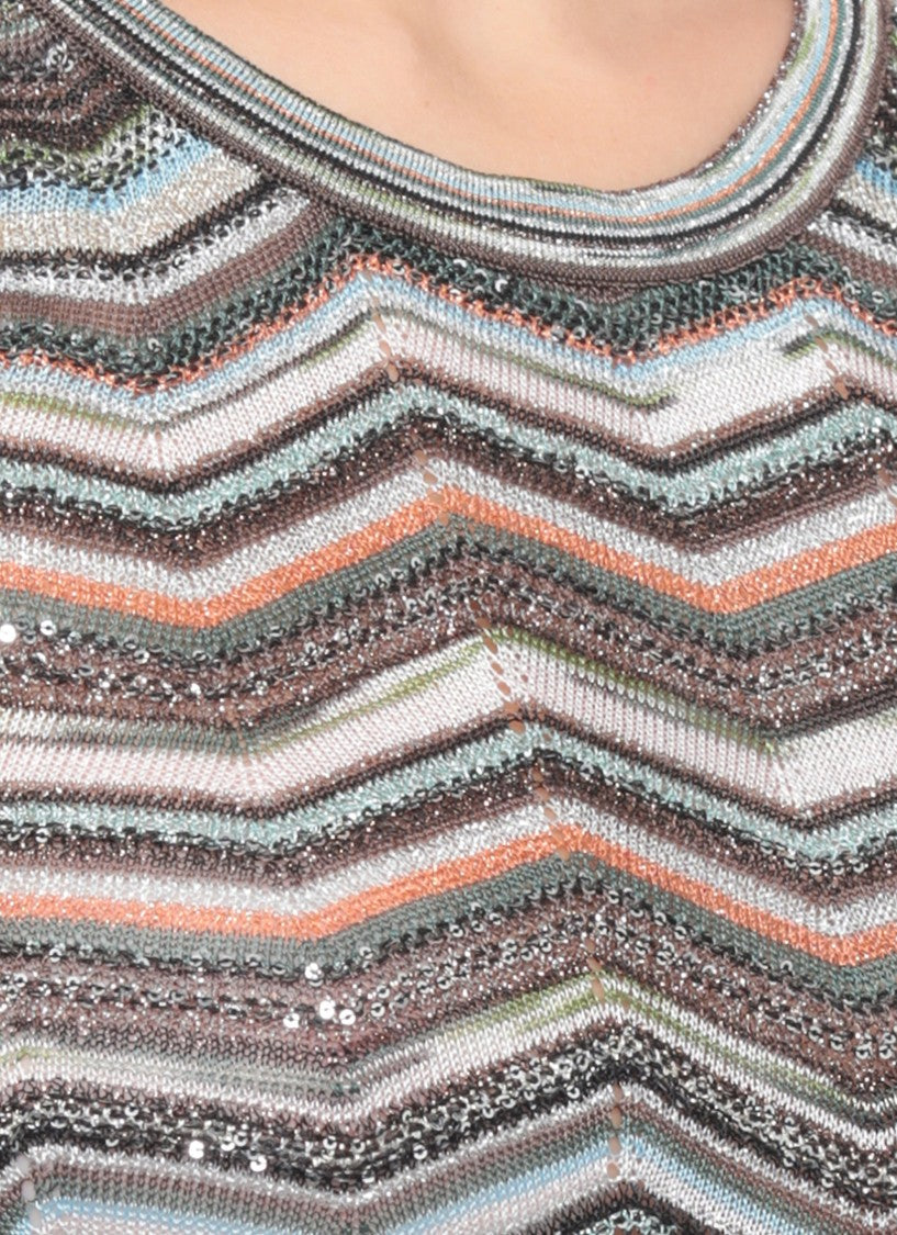 Missoni Multicolor Zigzag Sequined Viscose Top