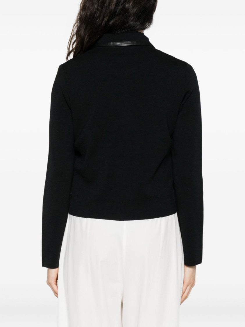 Liu Jo Cropped Black Jacket With Leather Trim