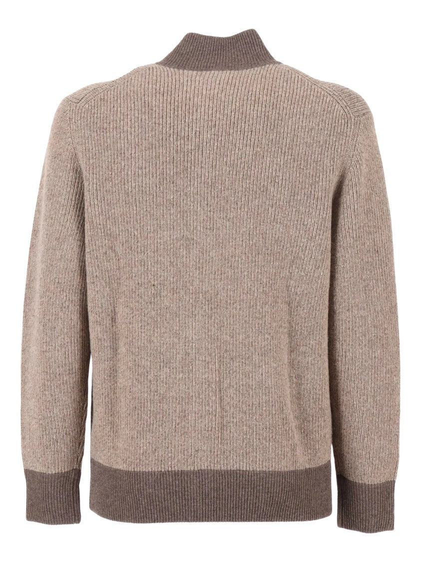 Ballantyne Ribbed Knit Wool Bomber Jacket