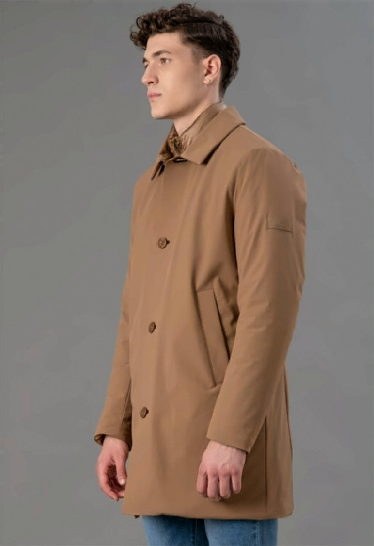 Rihunik Mid-Length Camel Jacket With Detachable Bib