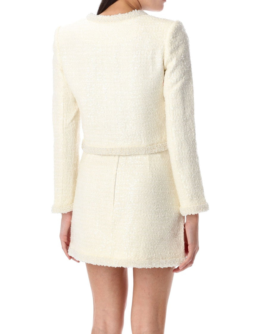 Self-Portrait Boucle Cream Cropped Jacket