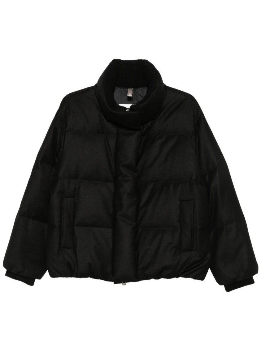 Duno Black Boxy Cropped Quilted Down Jacket