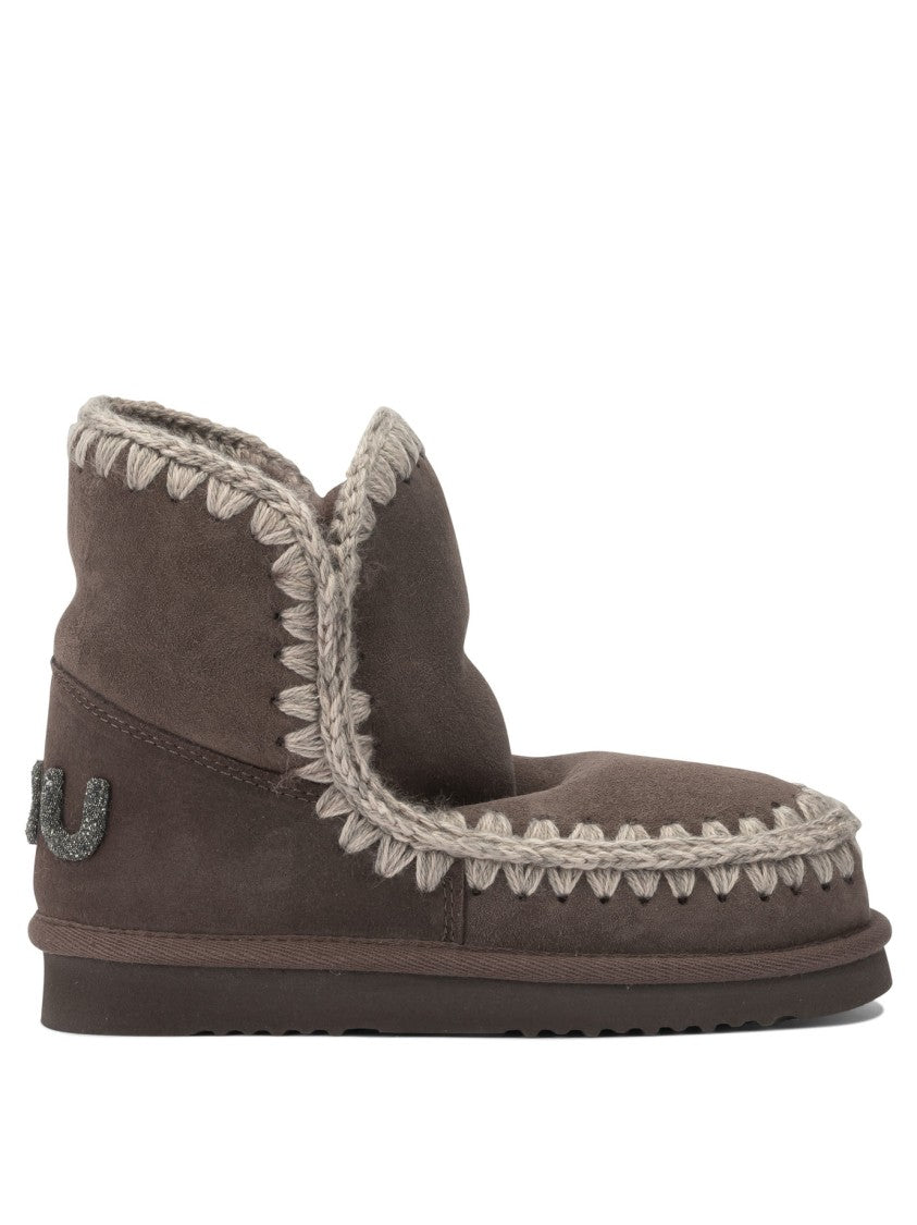 Mou Textured Sheepskin Ankle Boots