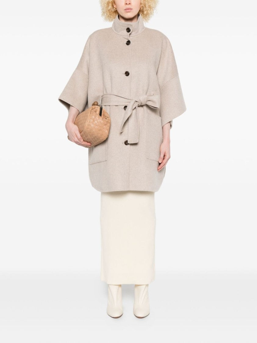Liu Jo Beige Wool-Polyester Blend Giacconi Coat