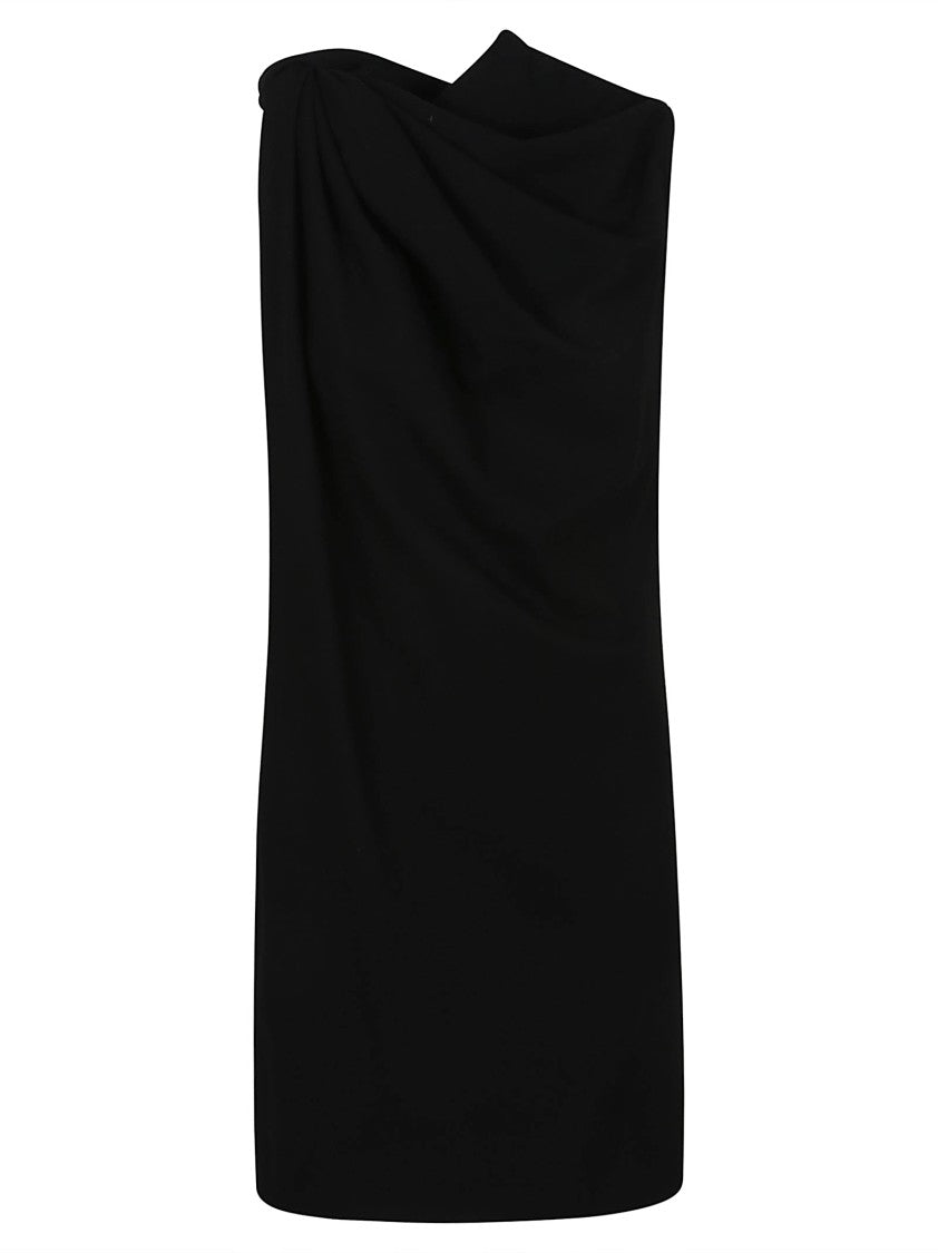 Alexander Mcqueen Black Wool Crepe Mini Dress