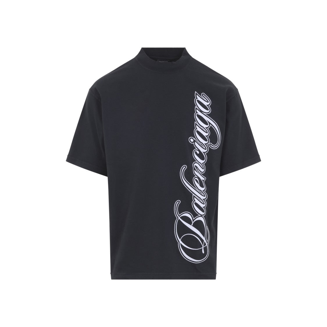 Balenciaga High Neck Black Cotton T-Shirt