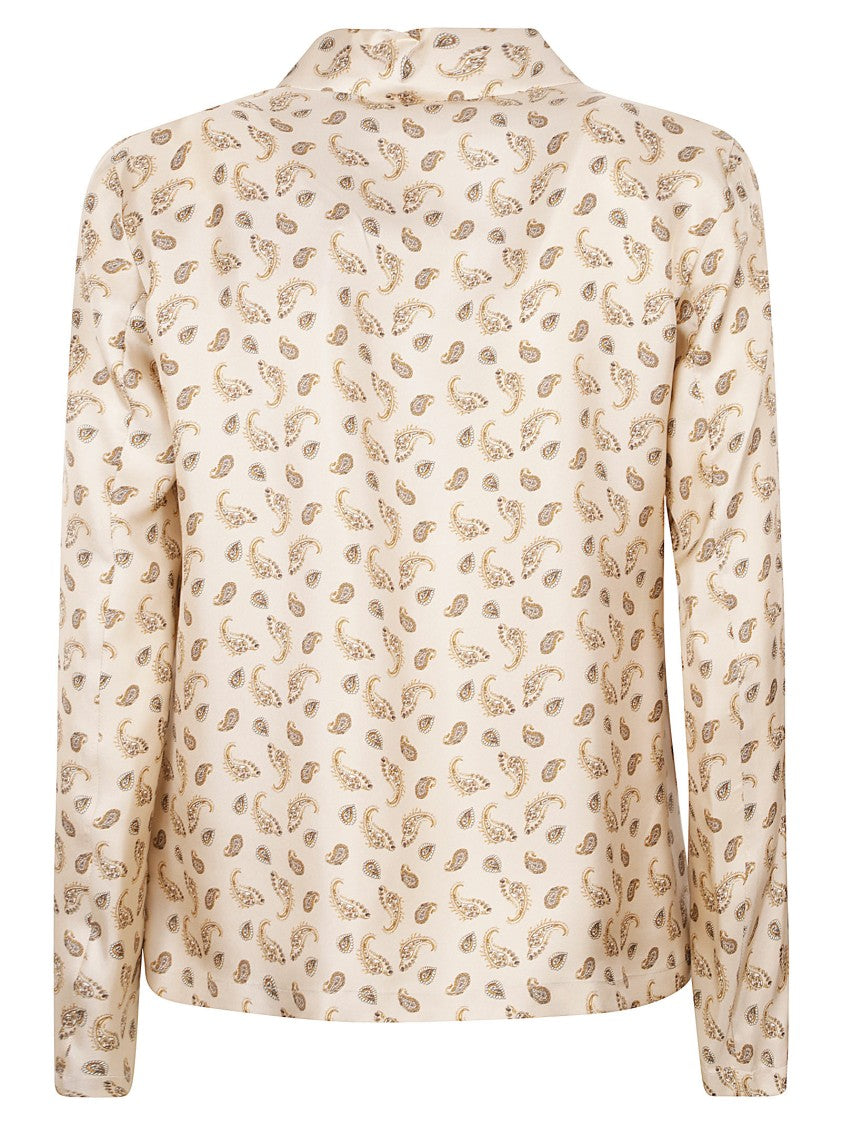 Max Mara Silk Paisley Pattern Long-Sleeved Top With Classic Collar