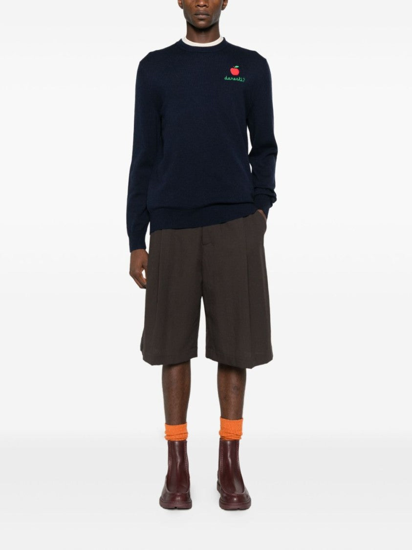 Mc2 Saint Barth Crew Neck Sweater With Apple Embroidery