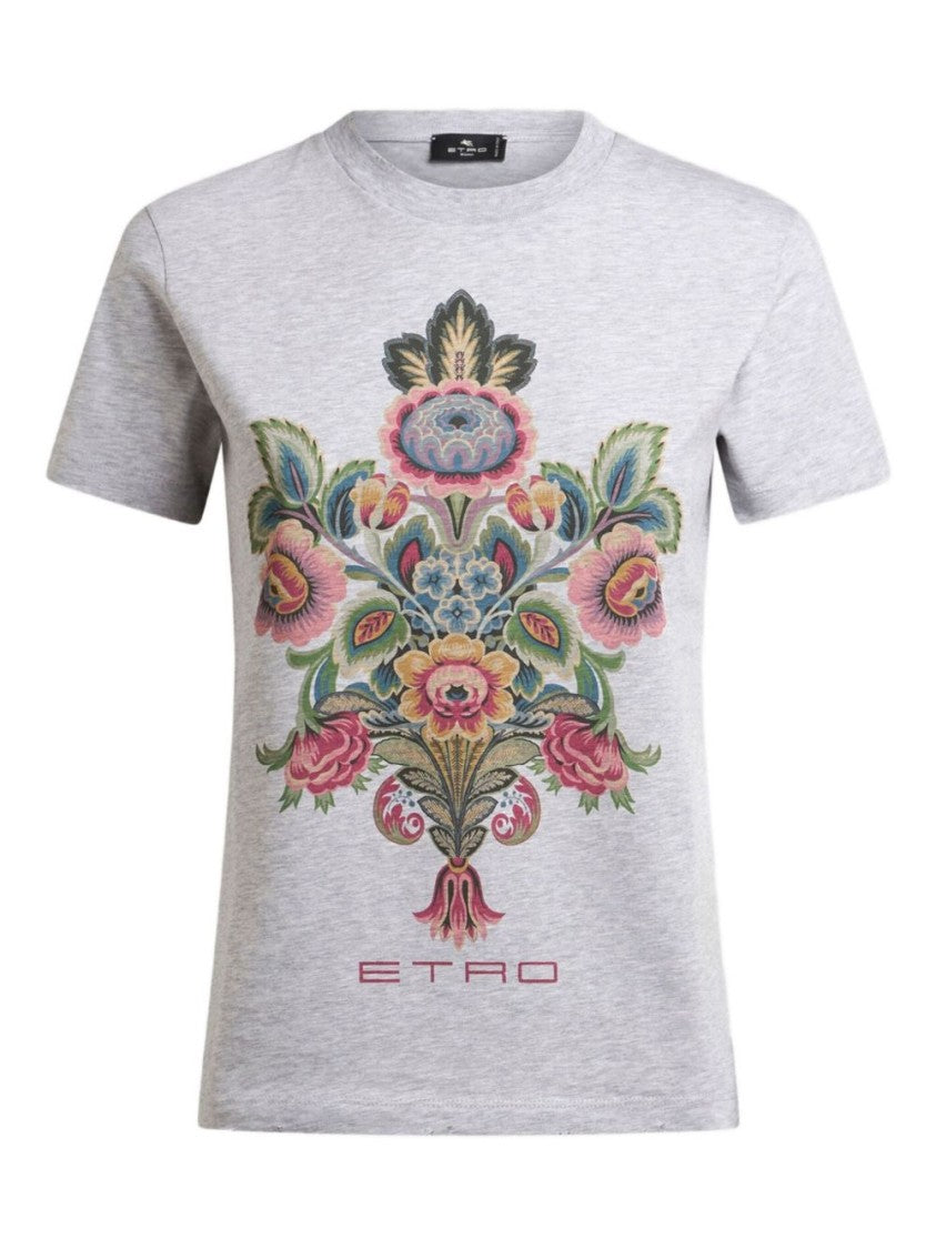 Etro Artistic Floral Print Cotton T-Shirt