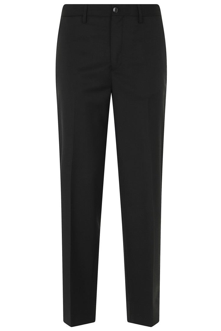 Briglia Black Hidden Closure Wool-Blend Straight-Leg Pants