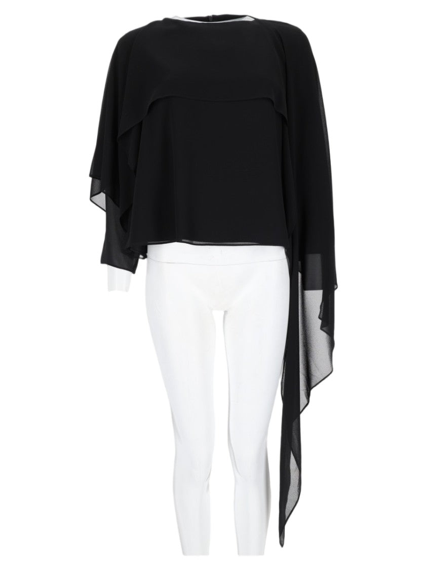 Mm6 By Maison Margiela Black Asymmetrical Sheer Layered Top