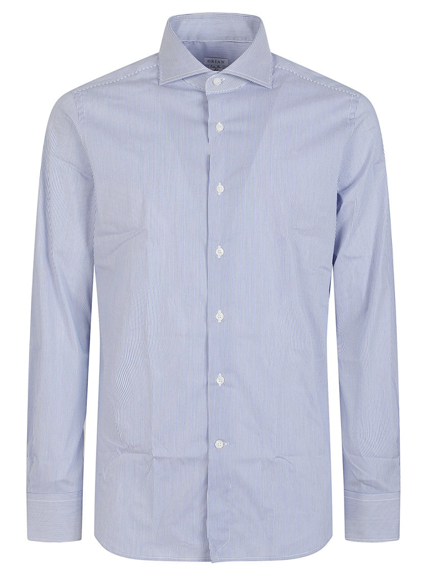 Orian Super Slim Blue Striped Cotton Shirt