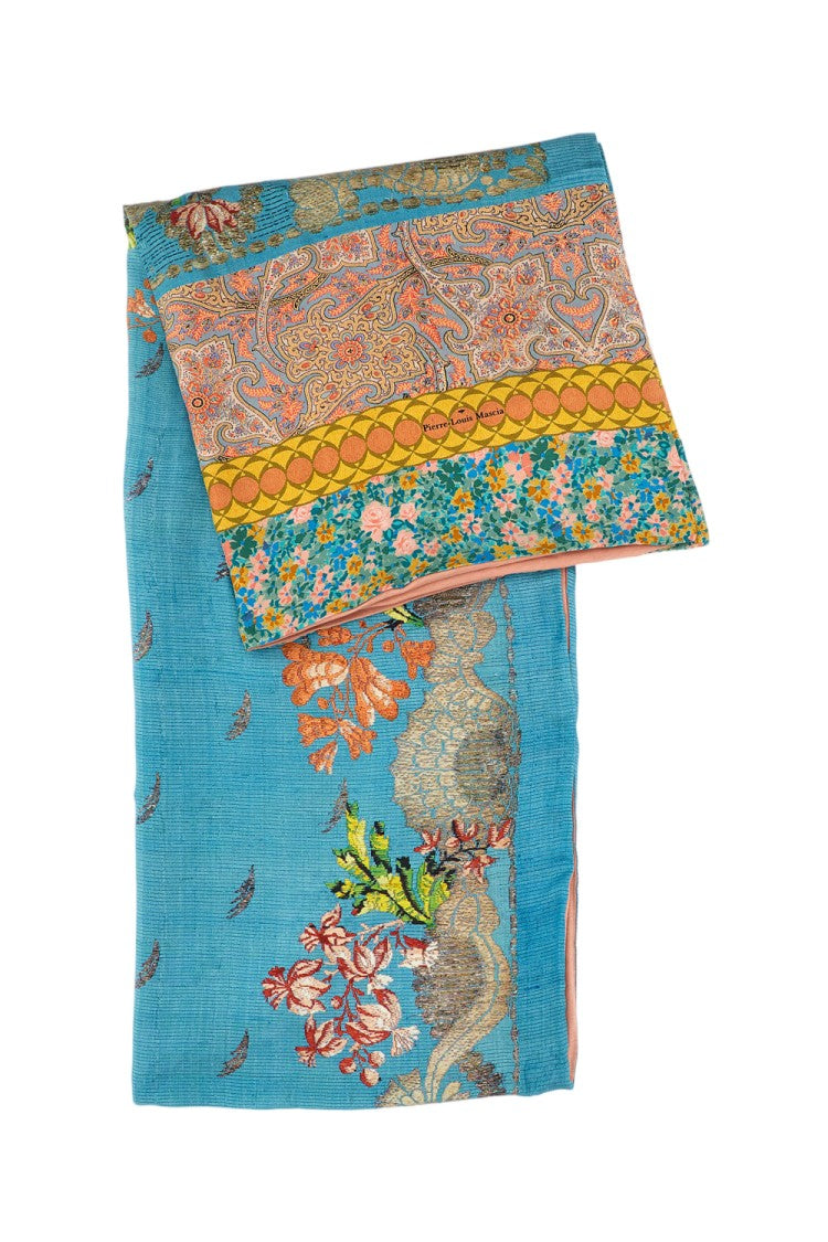 Pierre-Louis Mascia Turquoise Silk Scarf With Paisley Design