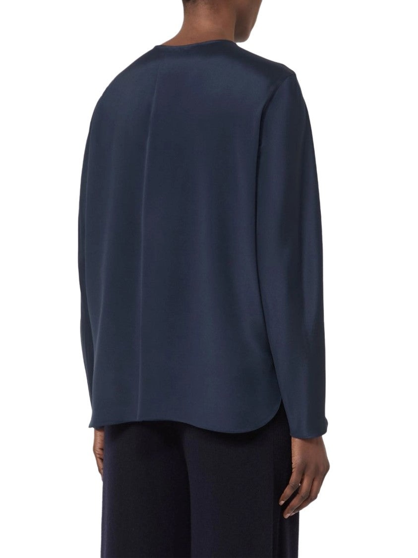Max Mara Silk Blend Long-Sleeved Top With Button Closure