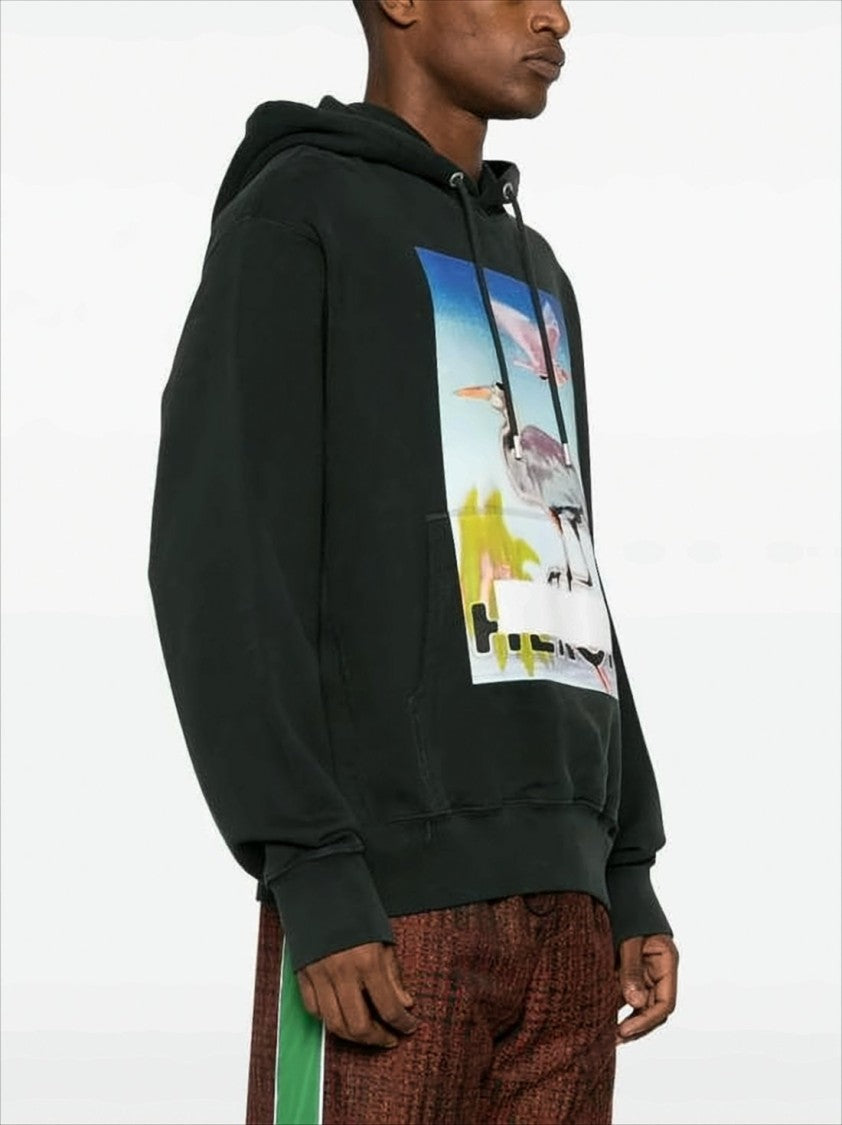 Heron Preston Relaxed Fit Graphic Print Hoodie With Drawstring Hood