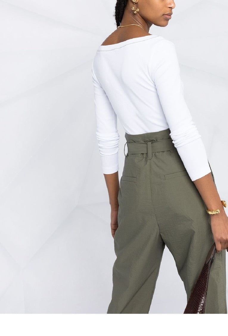 Brunello Cucinelli Fitted Long-Sleeved Top With V-Neckline And Fabric