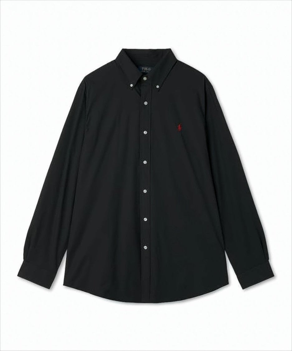 Polo Ralph Lauren Long-Sleeve Black Tailored Shirt With Button-Down Collar