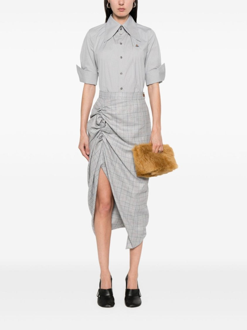 Vivienne Westwood Check Pattern Skirt With Ruched Detailing And Side Fastening
