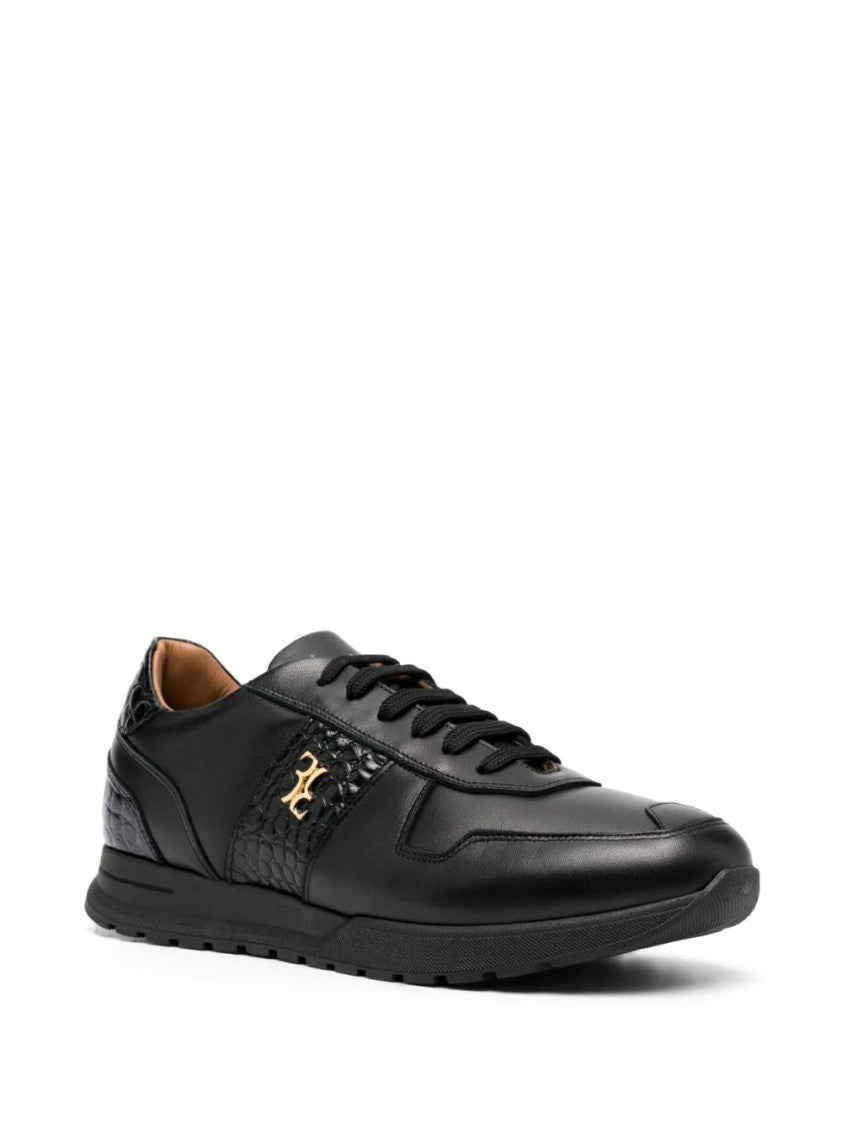Billionaire Boys Club Black Leather Lo-Top Sneakers With Textured Finish
