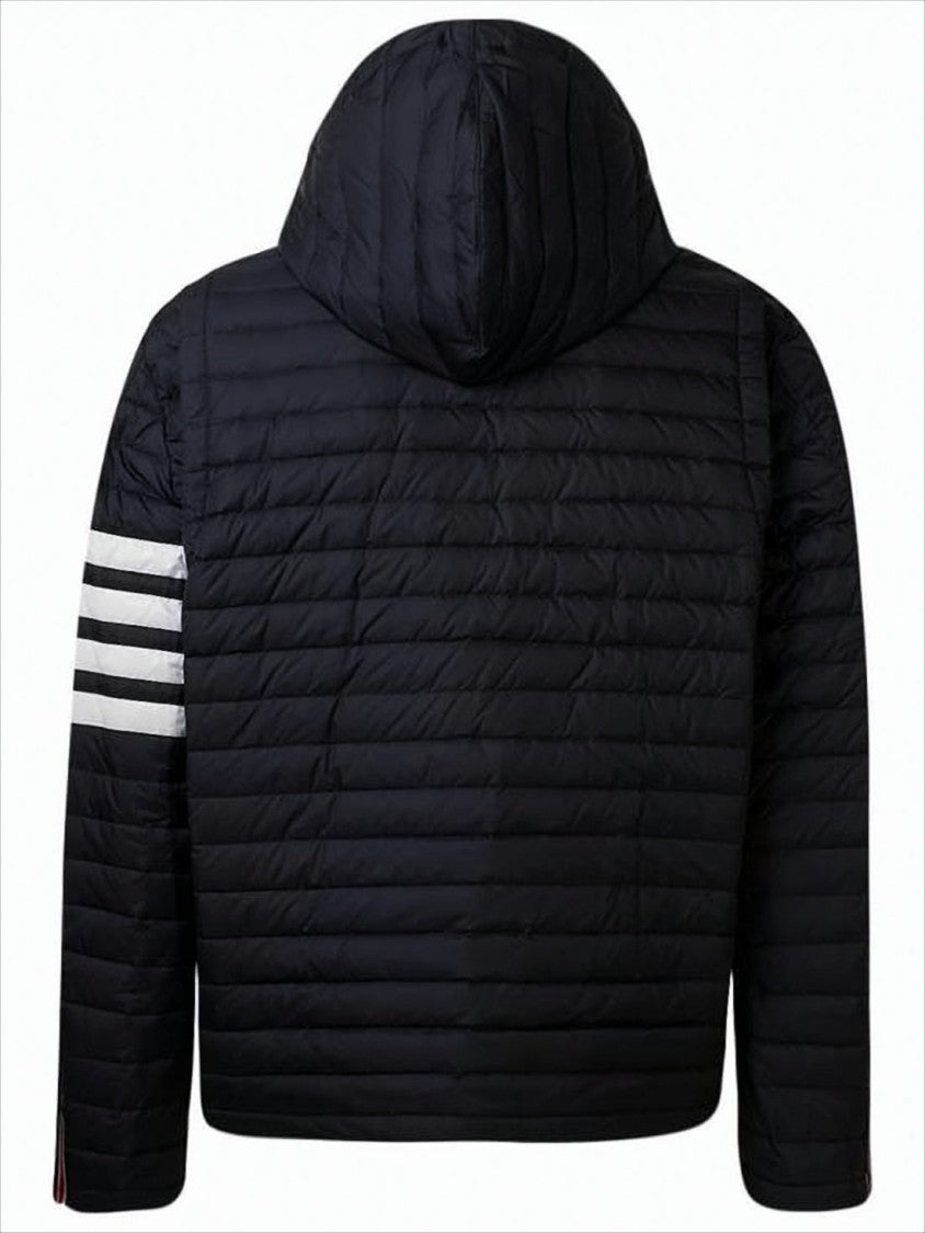Thom Browne Quilted Padded Jacket With Hood And Striped Detailing