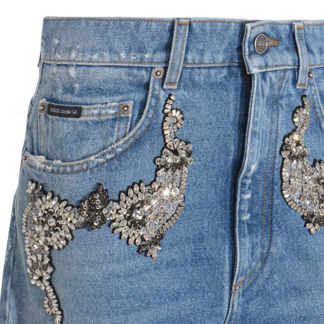 Dolce & Gabbana Straight-Leg Jeans With Crystal Embellishments