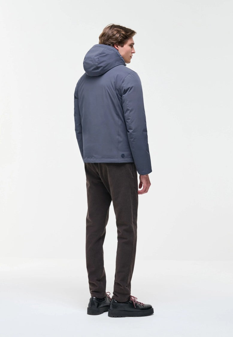 Colmar Matte-Finish Blue Adjustable Hood Down Jacket