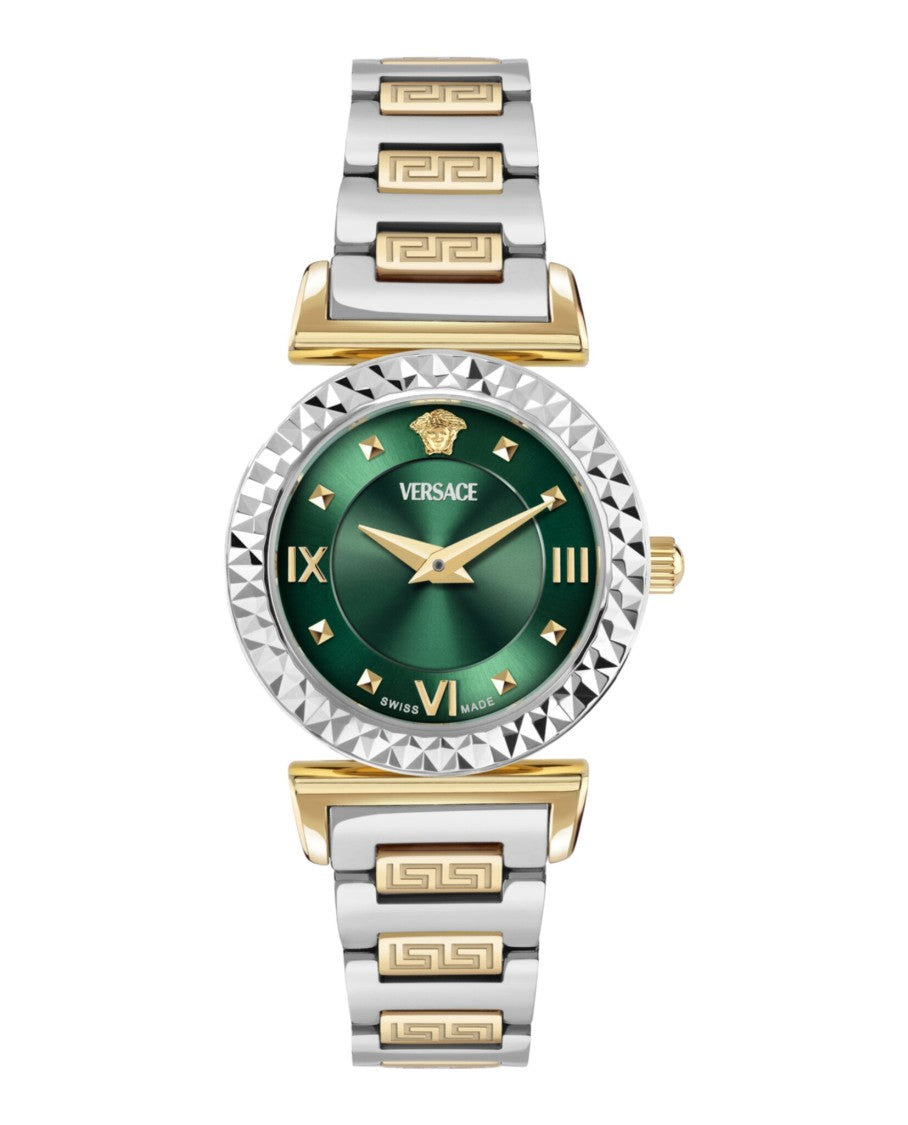 Versace Mini Vanity Bracelet Watch With Two-Tone Case And Green Sunray Dial