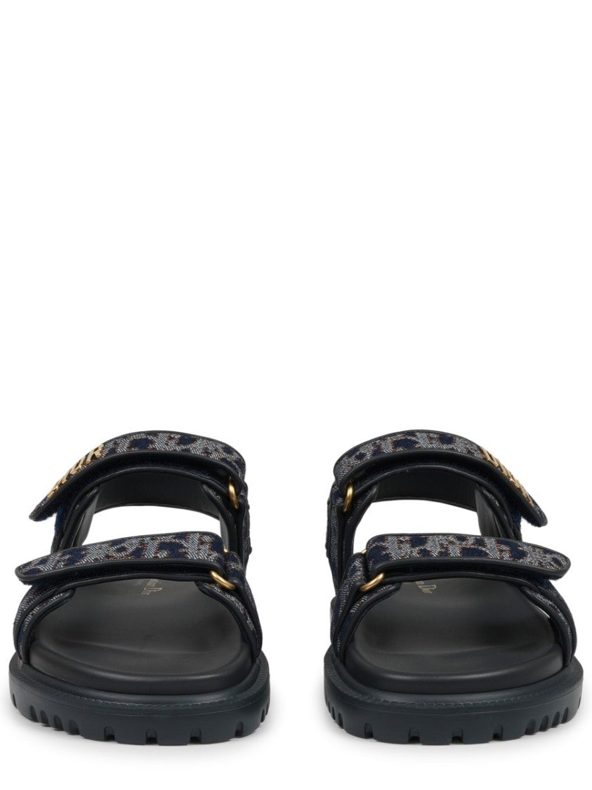 Dior Logo Embellished Black Sandals