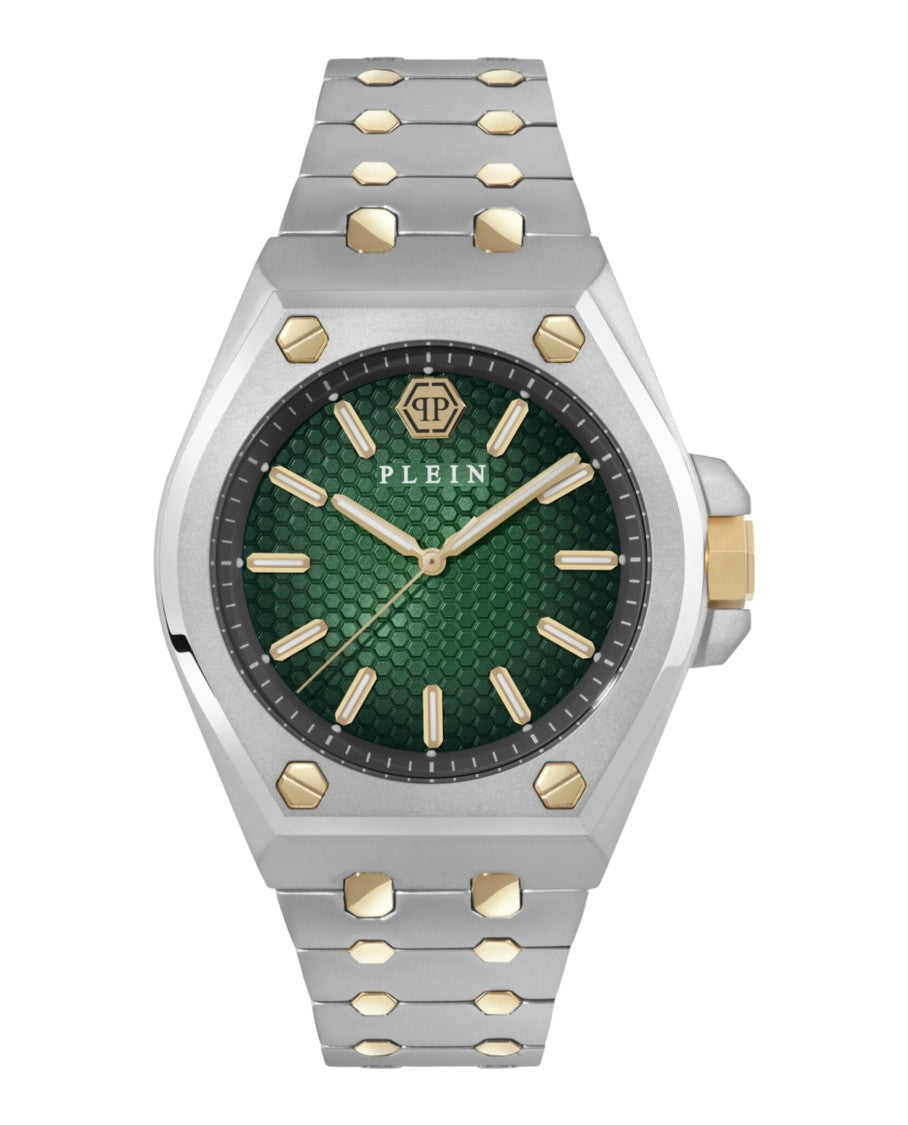 Philipp Plein Two-Tone Bracelet Watch With Green Guilloche Dial