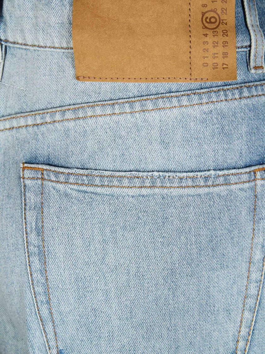 Mm6 By Maison Margiela Light Blue Paint Splatter Distressed Jeans