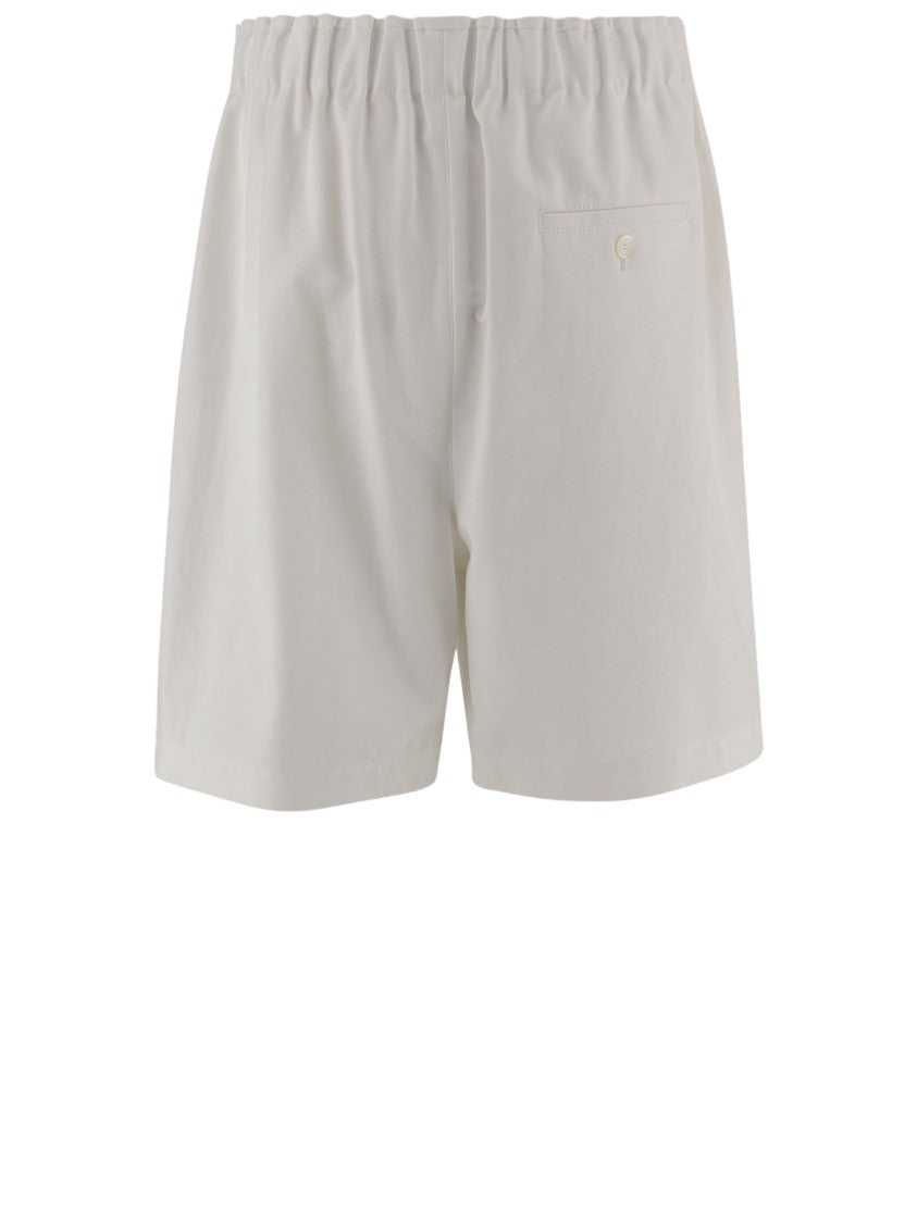 Carven Relaxed Fit White Shorts With Elastic Waistband And Drawstring