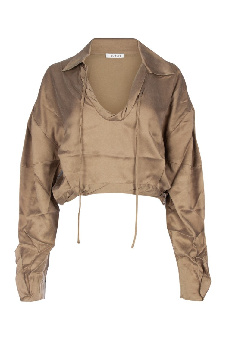 Yuzefi Cropped Top With Drawstring Detail