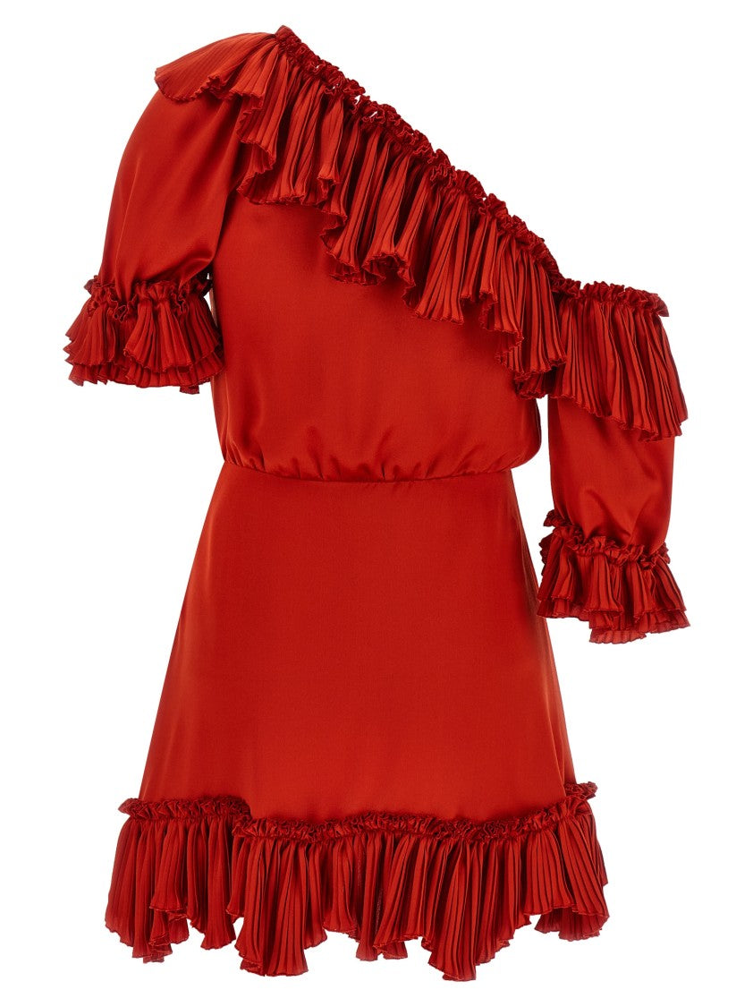 Saint Laurent One-Shoulder Shiny Silk Satin Dress