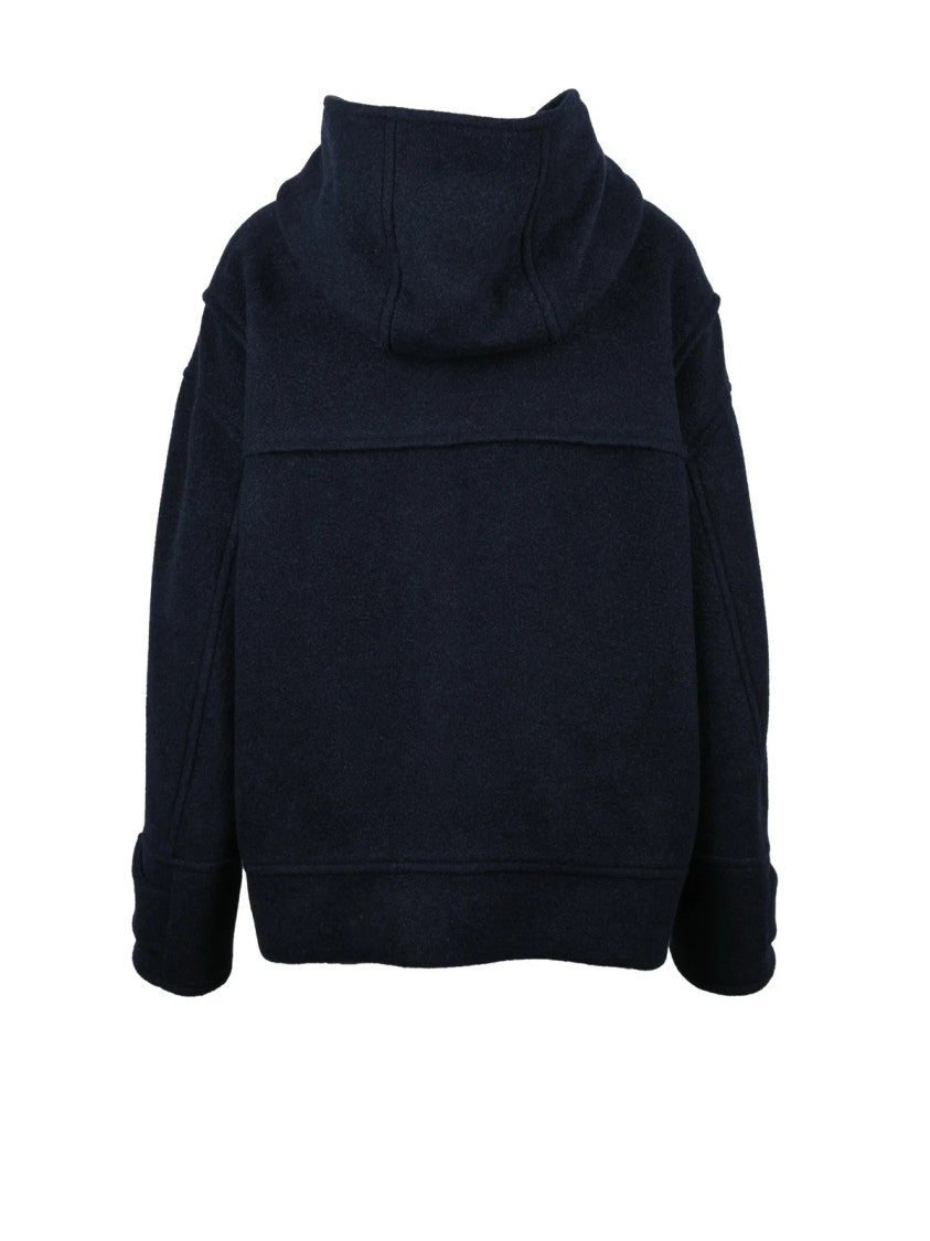 Circolo 1901 Navy Blue Virgin Wool-Cashmere Montgomery Coat