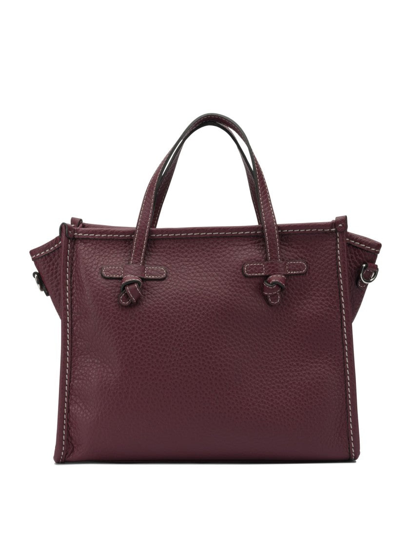 Gianni Chiarini Structured Bordeaux Leather Handbag With Knot-Detail Handles