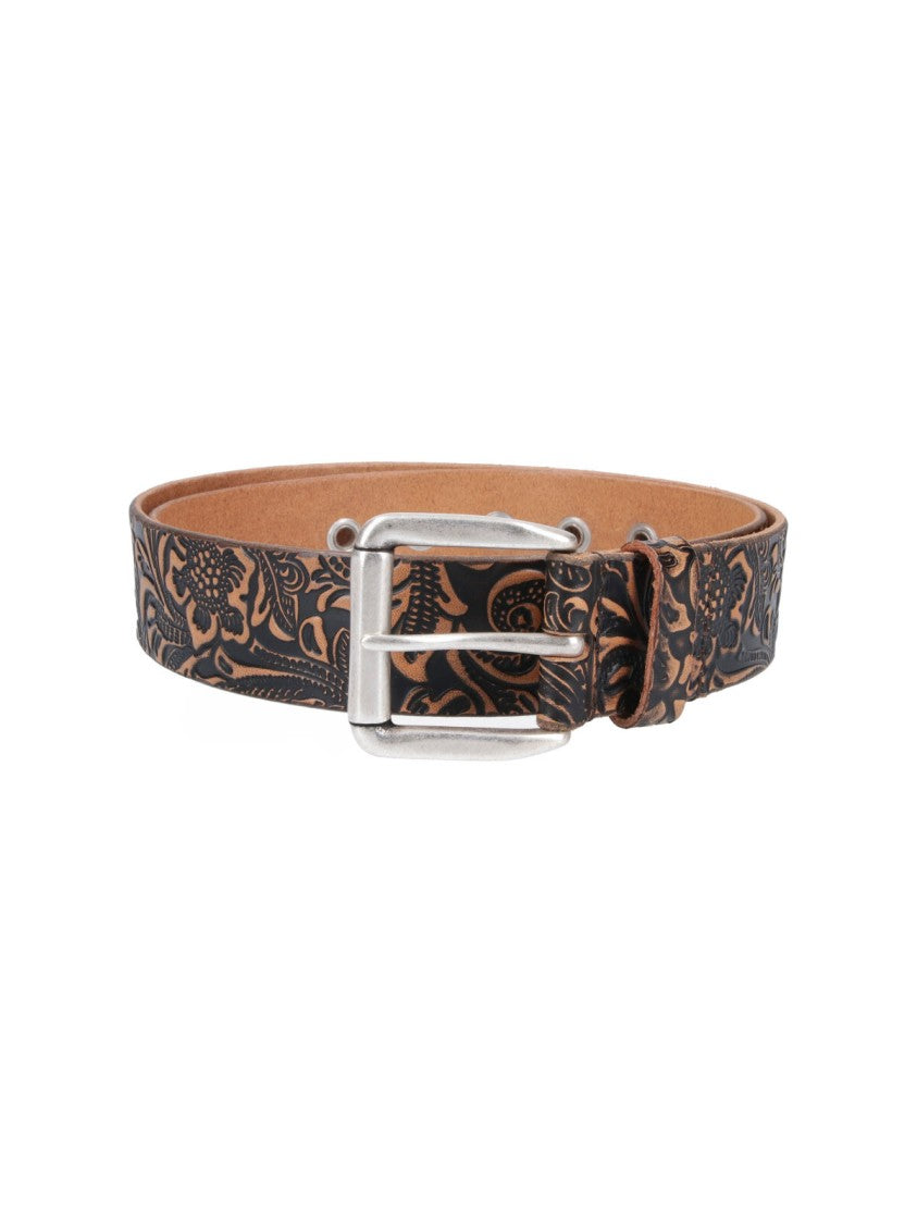 Our Legacy Black Paisley Printed Leather Belt