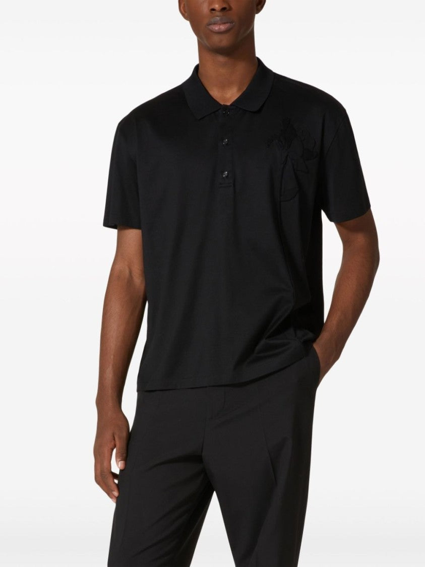 Valentino Garavani Black Cotton Polo Shirt