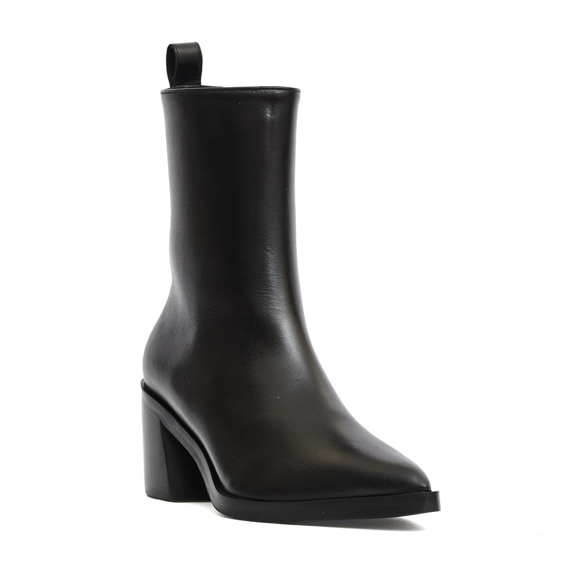 Poeve Camperos 70Mm Heel Black Leather Ankle Boot