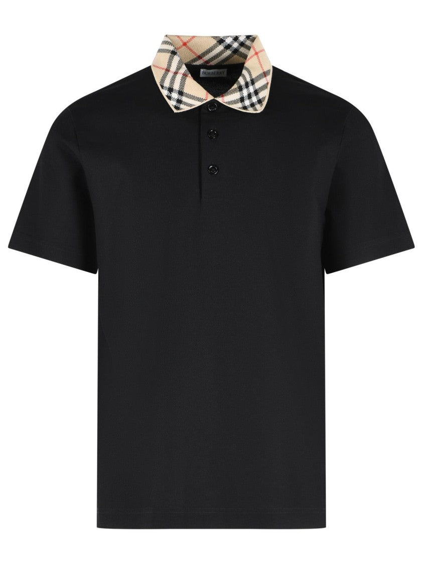 Burberry 'Evan' Black Cotton Polo Shirt
