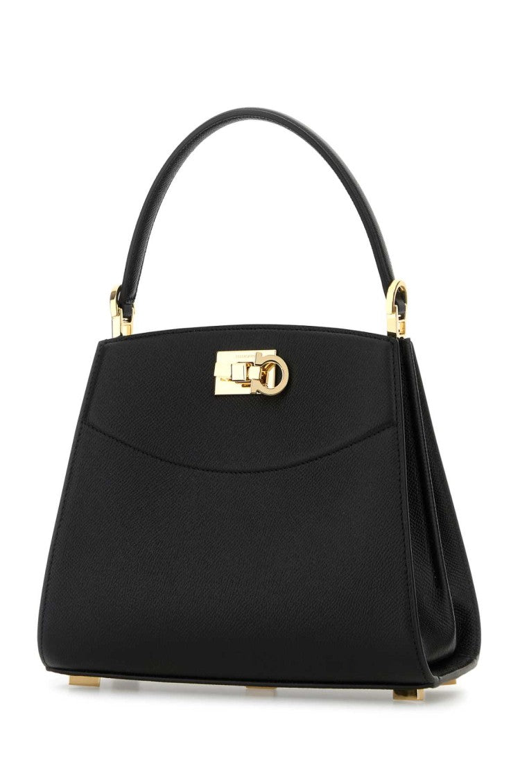 Salvatore Ferragamo Black Leather Small Studio Box Handbag