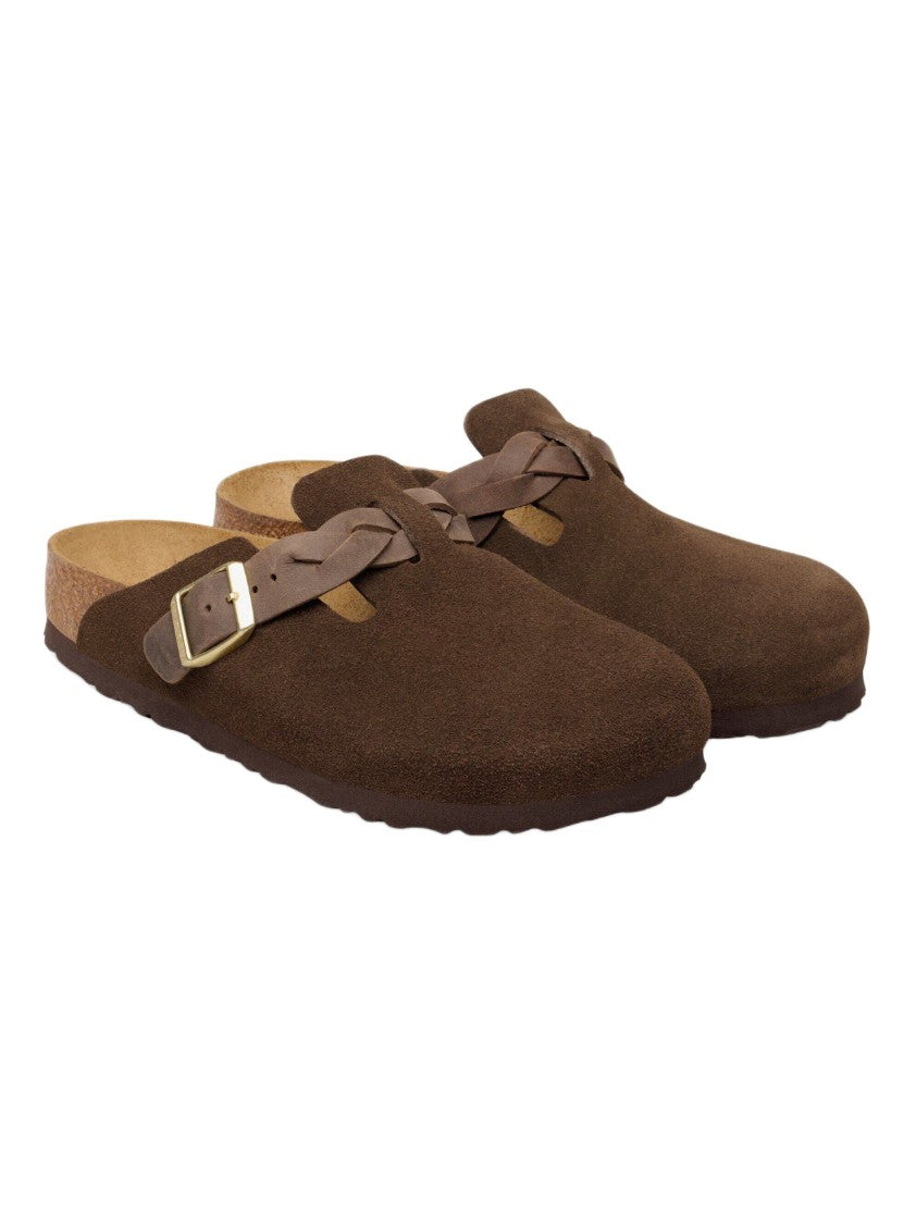 Birkenstock Suede Slide Sandals With Natural Leather Adjustable Strap