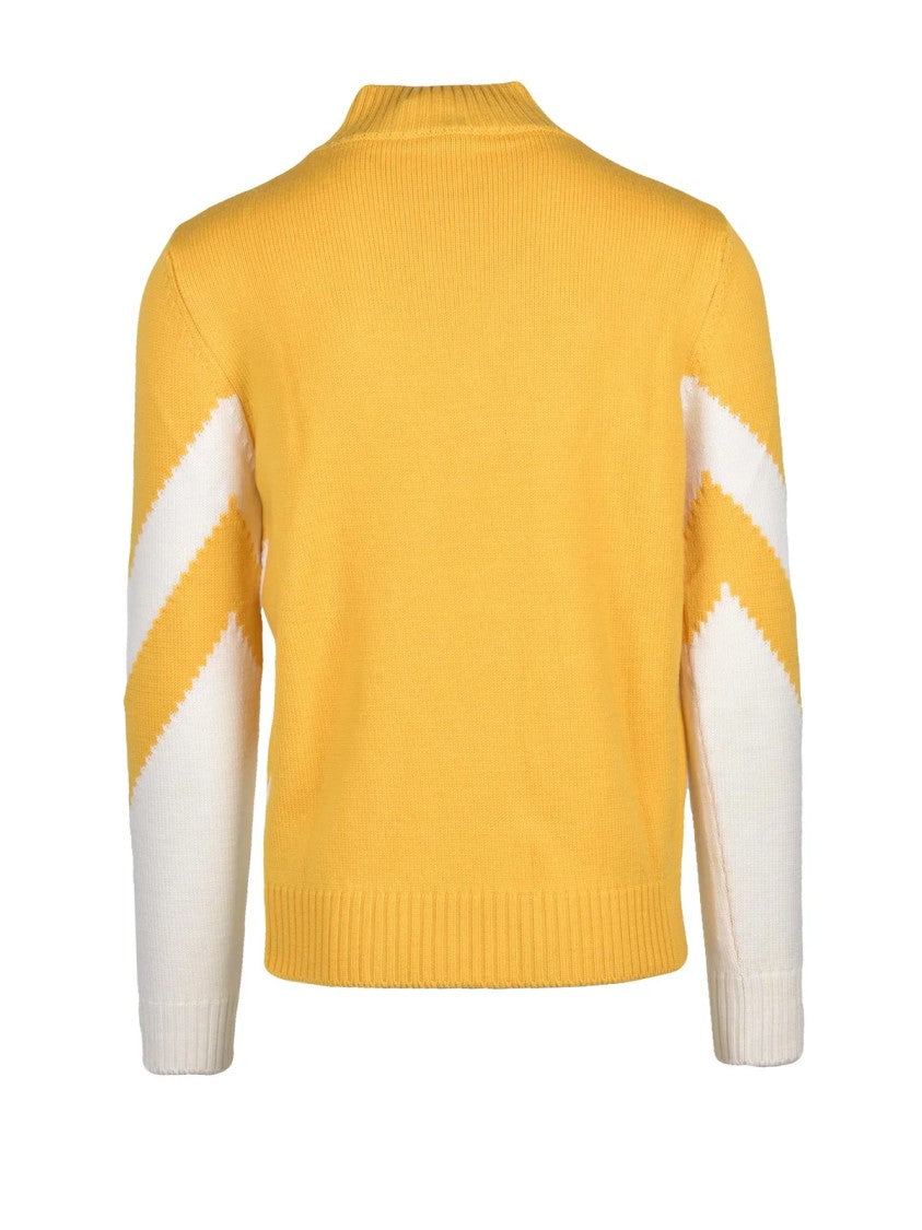 Kangra Mock Neck Knit Sweater With Bold Zigzag Pattern