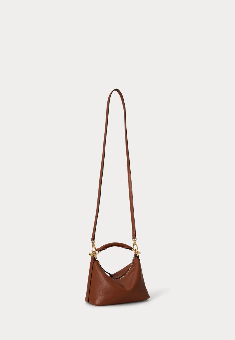 Lauren Ralph Lauren Structured Handbag In Rich Brown Leather