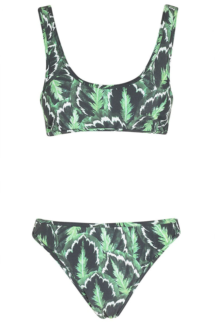 Reina Olga Leaf Bandeau Bikini With Adjustable Straps